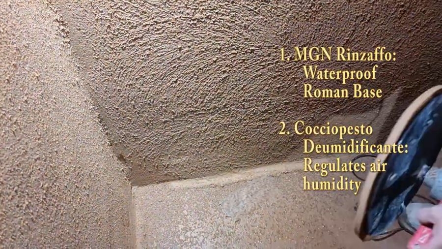 St. Michael's Abbey crypt project - Cocciopesto Deumidificante MGN humidity regulating plaster