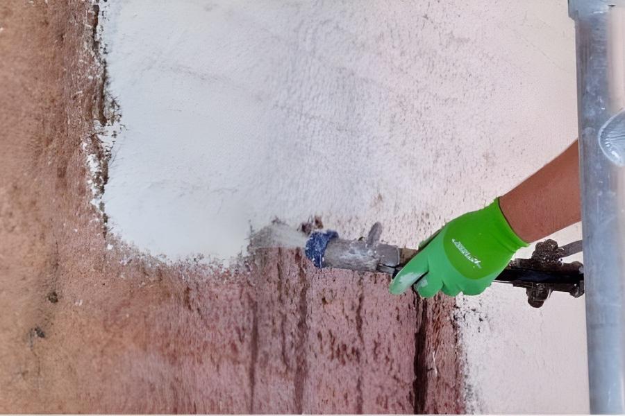 Spraying MGN thermal plaster